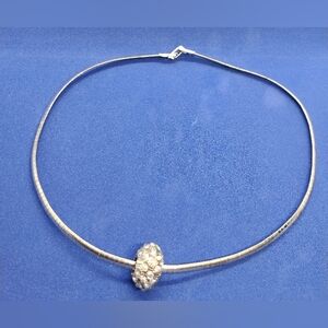 JCM Italy Sterling Silver Necklace with Pave Zirconia Disco Ball